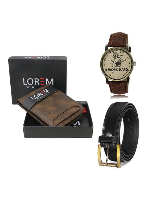 belt, wallet & watch leatherette gift combo - 19234728 - Very Small Image - 1