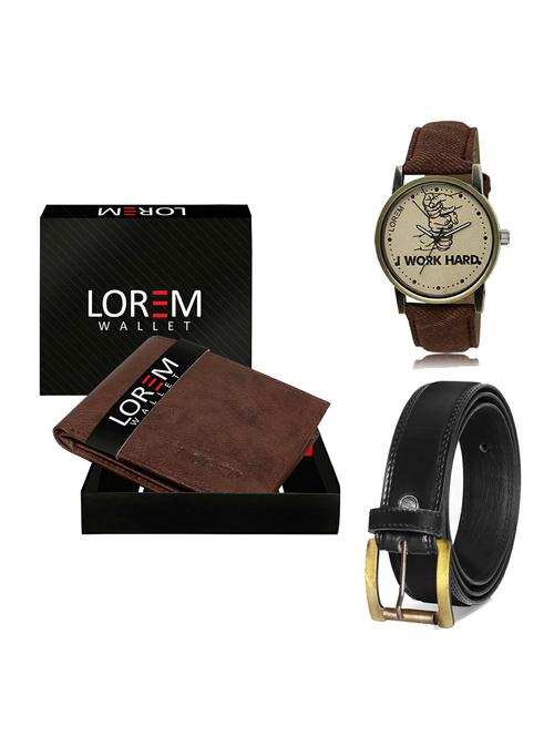 belt, wallet & watch leatherette gift combo - 19234735 - Very Small Image - 1
