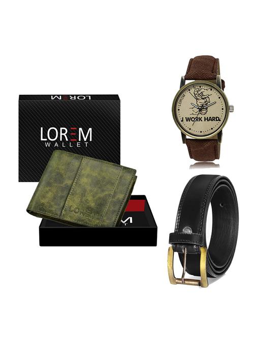 belt, wallet & watch leatherette gift combo - 19234741 - Very Small Image - 1
