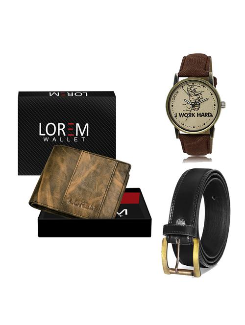 belt, wallet & watch leatherette gift combo - 19234743 - Very Small Image - 1