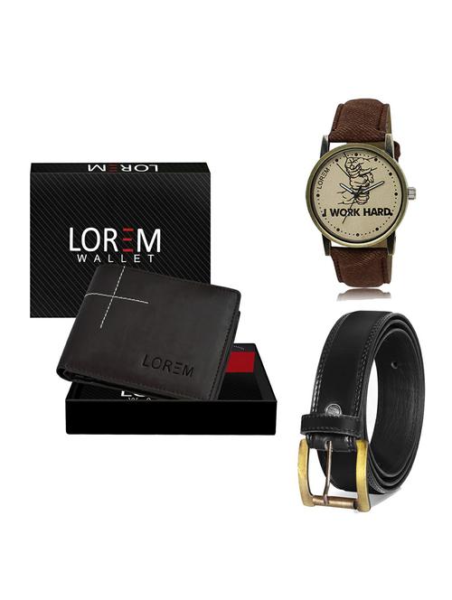 belt, wallet & watch leatherette gift combo - 19234764 - Very Small Image - 1
