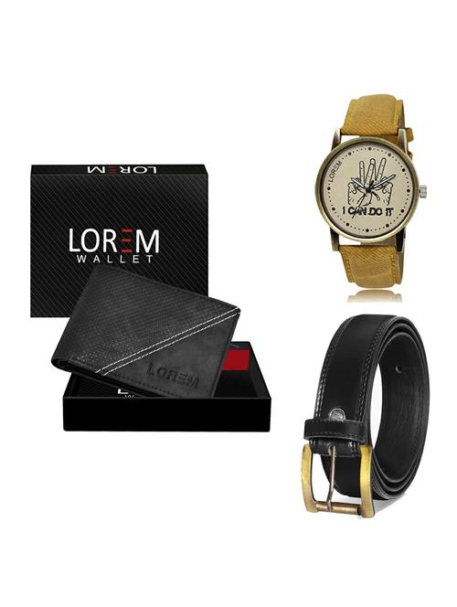 belt, wallet & watch leatherette gift combo - 19234803 - Very Small Image - 1