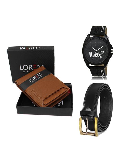 belt, wallet & watch leatherette gift combo - 19234817 - Very Small Image - 1