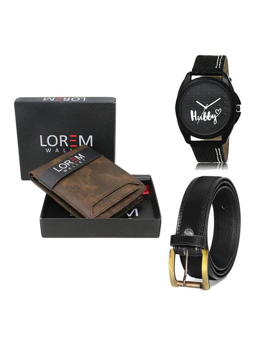belt, wallet & watch leatherette gift combo - 19234818 - Very Small Image - 1