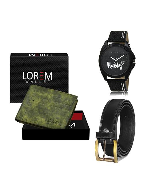 belt, wallet & watch leatherette gift combo - 19234830 - Very Small Image - 1