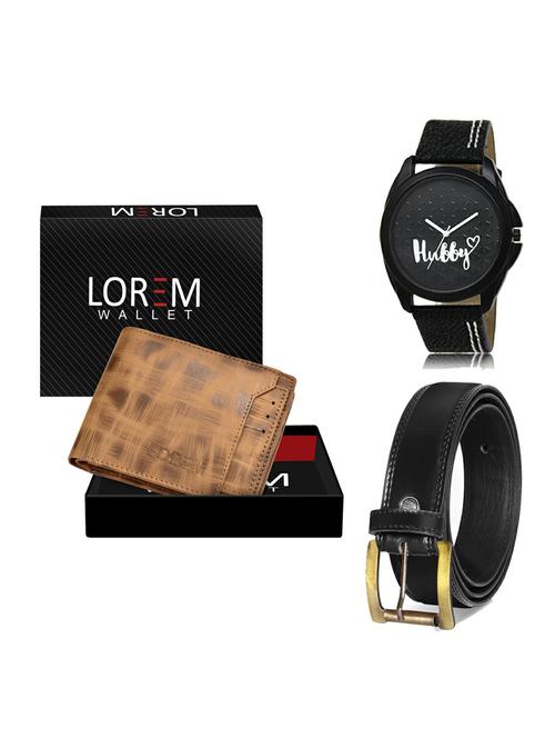 belt, wallet & watch leatherette gift combo - 19234834 - Very Small Image - 1