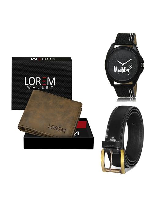 belt, wallet & watch leatherette gift combo - 19234838 - Very Small Image - 1