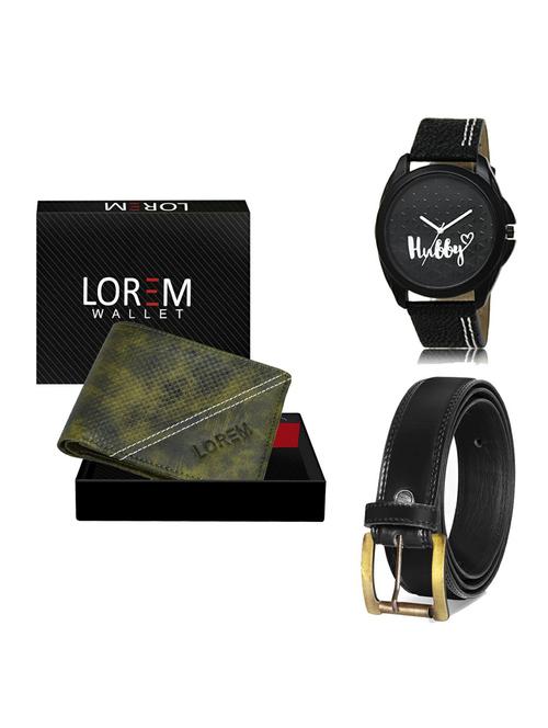 belt, wallet & watch leatherette gift combo - 19234847 - Very Small Image - 1