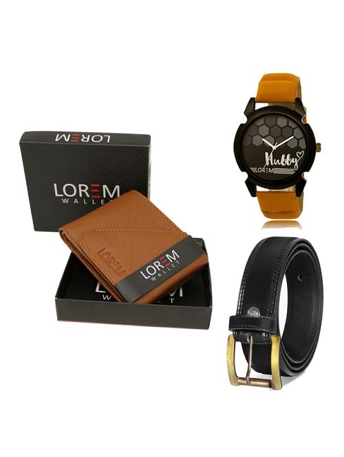 belt, wallet & watch leatherette gift combo - 19234860 - Very Small Image - 1