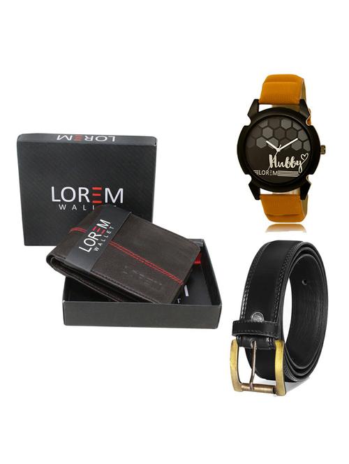 belt, wallet & watch leatherette gift combo - 19234865 - Very Small Image - 1