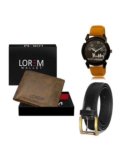 belt, wallet & watch leatherette gift combo - 19234882 - Very Small Image - 1