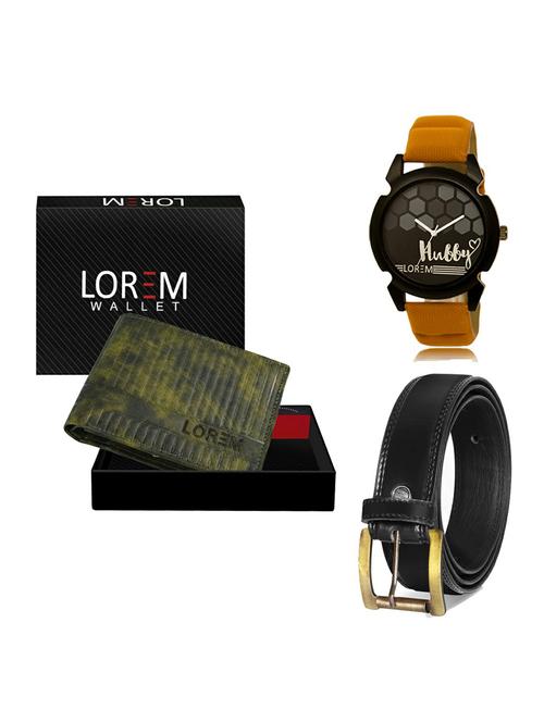 belt, wallet & watch leatherette gift combo - 19234888 - Very Small Image - 1