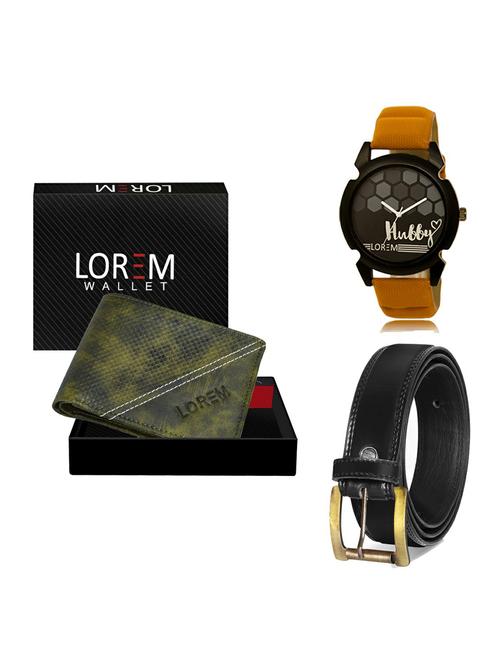 belt, wallet & watch leatherette gift combo - 19234892 - Very Small Image - 1