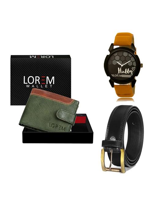 belt, wallet & watch leatherette gift combo - 19234904 - Very Small Image - 1