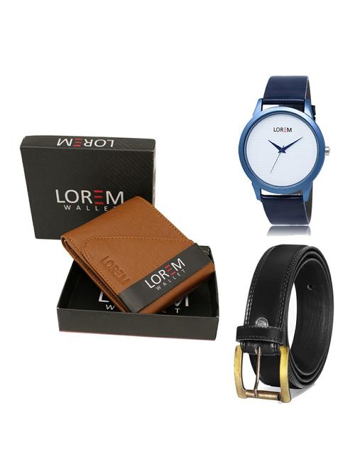 belt, wallet & watch leatherette gift combo - 19234905 - Very Small Image - 1