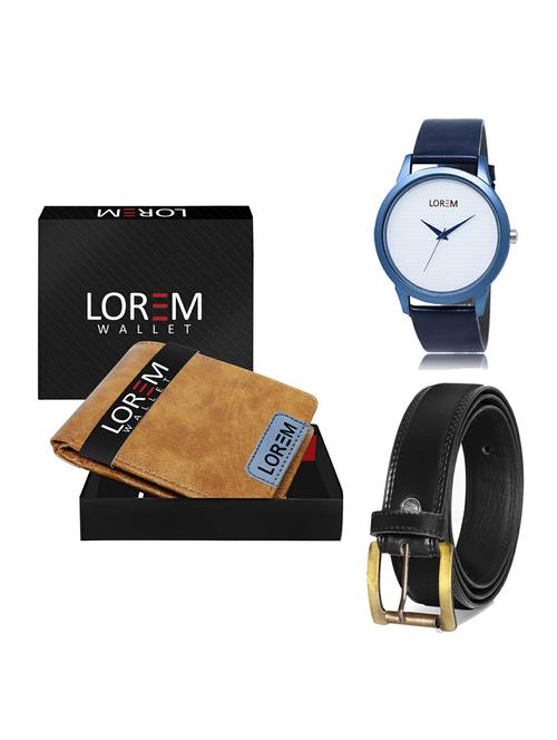 belt, wallet & watch leatherette gift combo - 19234914 - Very Small Image - 1