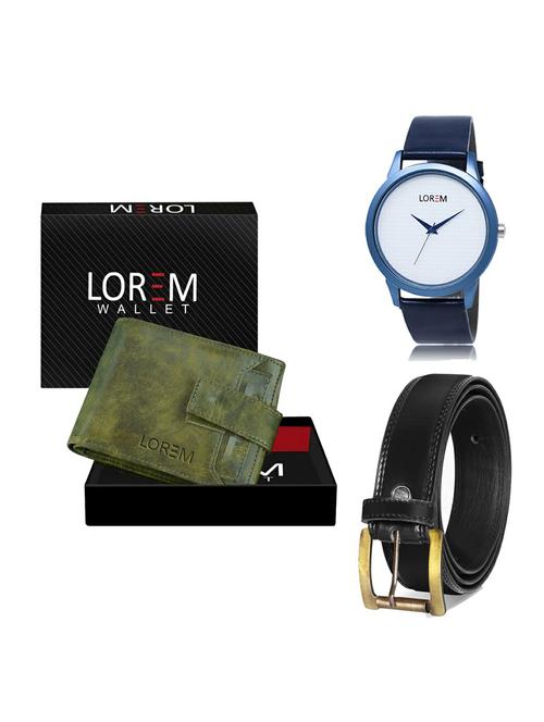 belt, wallet & watch leatherette gift combo - 19234925 - Very Small Image - 1
