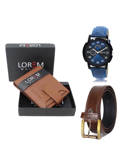 belt, wallet & watch leatherette gift combo - 19236218 - Very Small Image - 1