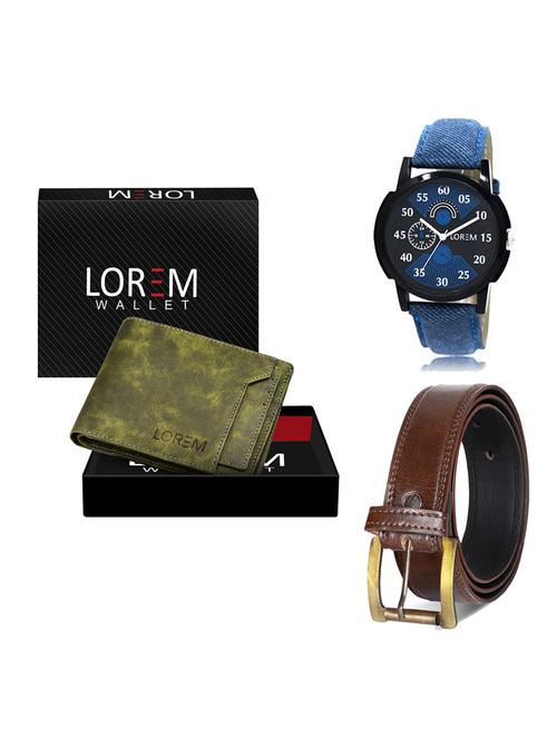 belt, wallet & watch leatherette gift combo - 19236224 - Very Small Image - 1