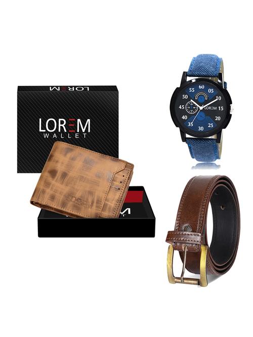 belt, wallet & watch leatherette gift combo - 19236229 - Very Small Image - 1