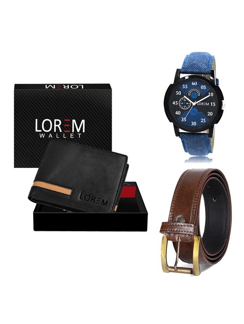 belt, wallet & watch leatherette gift combo - 19236250 - Very Small Image - 1