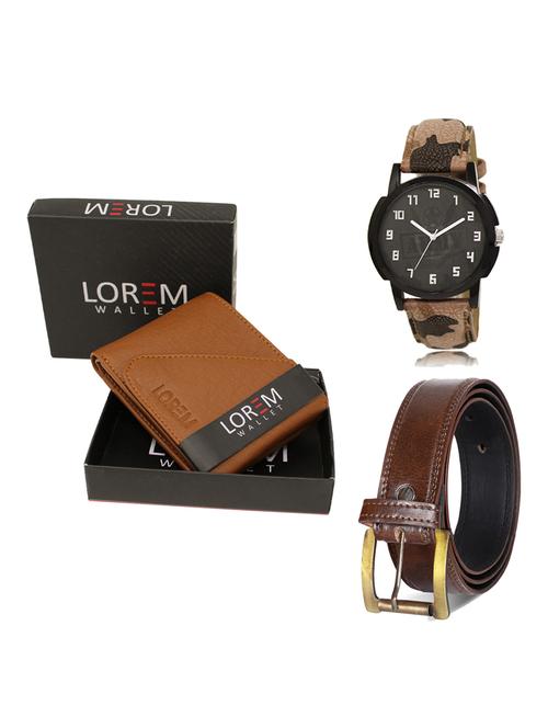 belt, wallet & watch leatherette gift combo - 19236255 - Very Small Image - 1