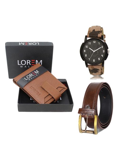 belt, wallet & watch leatherette gift combo - 19236263 - Very Small Image - 1