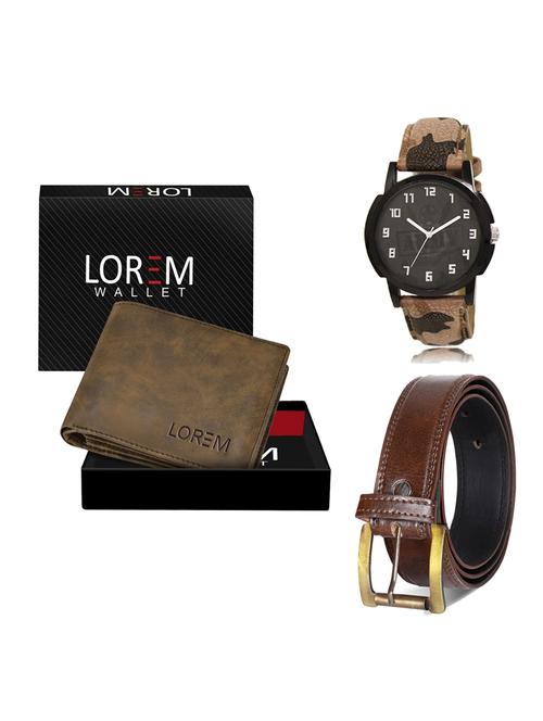 belt, wallet & watch leatherette gift combo - 19236278 - Very Small Image - 1