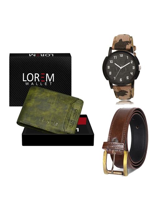 belt, wallet & watch leatherette gift combo - 19236280 - Very Small Image - 1