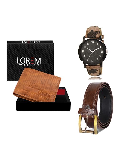 belt, wallet & watch leatherette gift combo - 19236282 - Very Small Image - 1