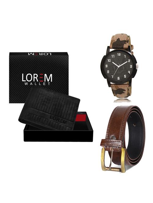 belt, wallet & watch leatherette gift combo - 19236284 - Very Small Image - 1
