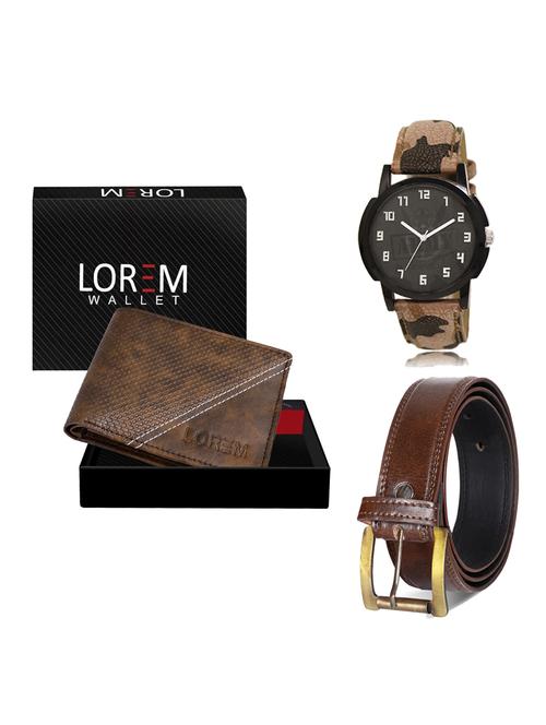 belt, wallet & watch leatherette gift combo - 19236285 - Very Small Image - 1