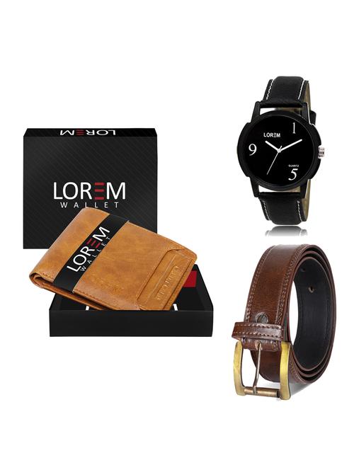 belt, wallet & watch leatherette gift combo - 19236394 - Very Small Image - 1