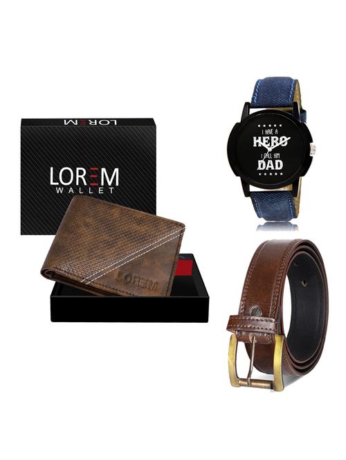 belt, wallet & watch leatherette gift combo - 19236465 - Very Small Image - 1