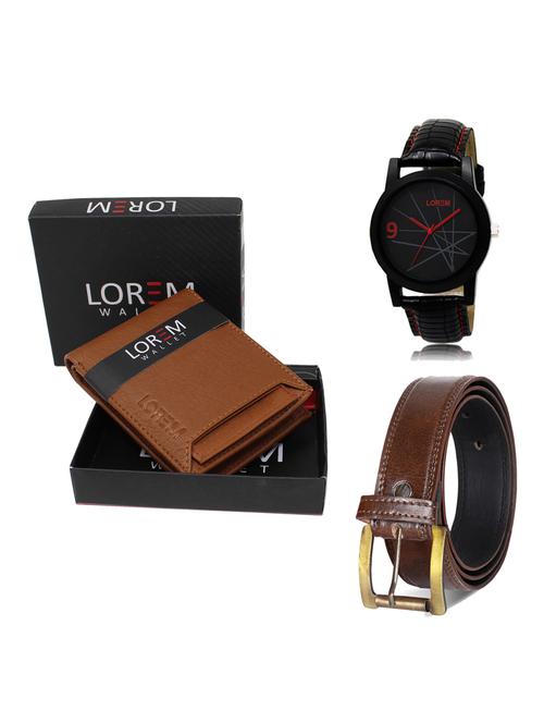 belt, wallet & watch leatherette gift combo - 19236482 - Very Small Image - 1