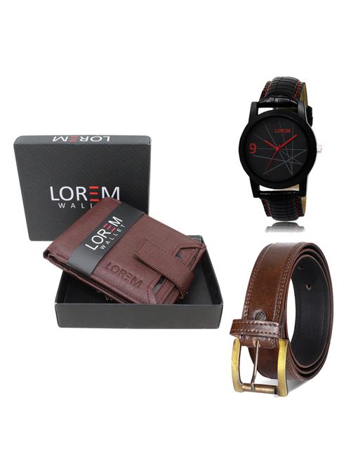 belt, wallet & watch leatherette gift combo - 19236487 - Very Small Image - 1