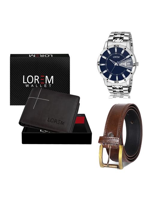 belt, wallet & watch leatherette gift combo - 19236654 - Very Small Image - 1