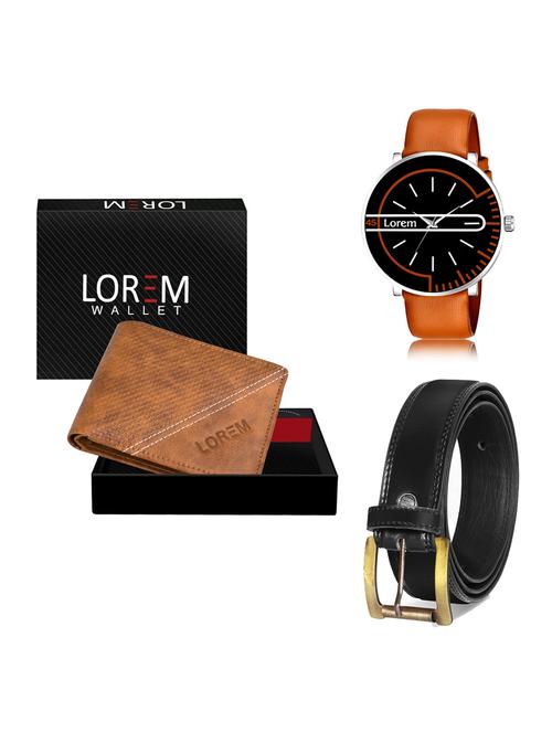 belt, wallet & watch leatherette gift combo - 19236750 - Very Small Image - 1