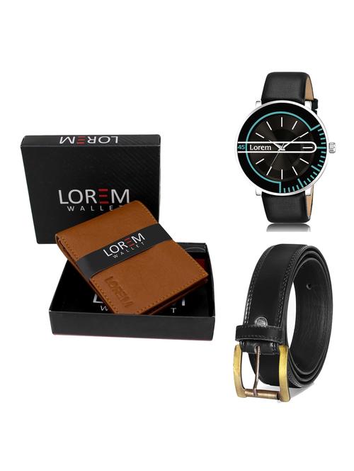 belt, wallet & watch leatherette gift combo - 19236769 - Very Small Image - 1