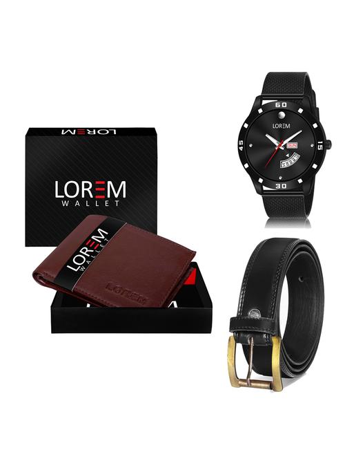 belt, wallet & watch leatherette gift combo - 19236838 - Very Small Image - 1