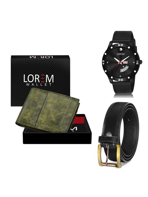 belt, wallet & watch leatherette gift combo - 19236843 - Very Small Image - 1