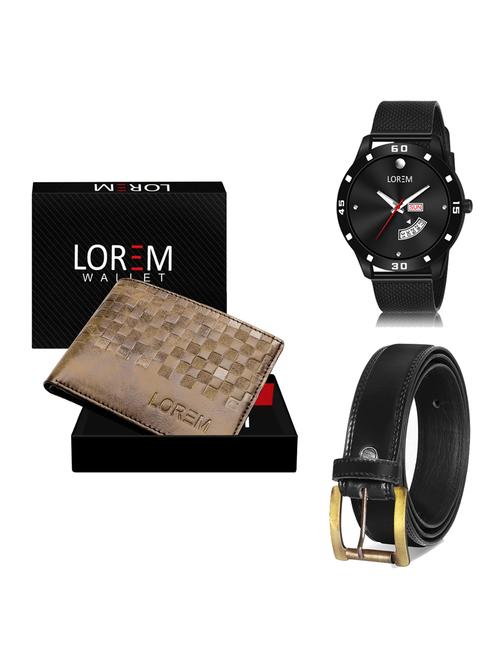 belt, wallet & watch leatherette gift combo - 19236865 - Very Small Image - 1
