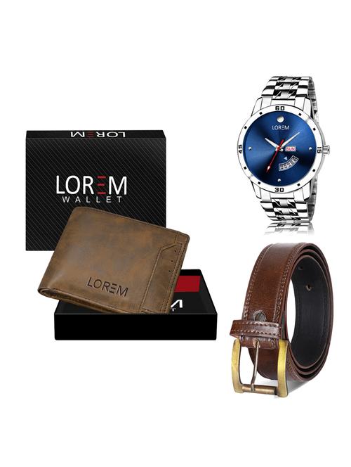 belt, wallet & watch leatherette gift combo - 19236871 - Very Small Image - 1