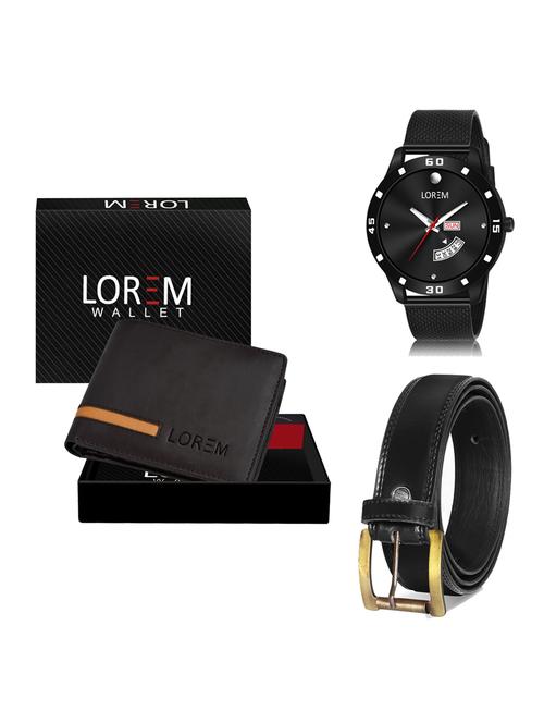 belt, wallet & watch leatherette gift combo - 19236874 - Very Small Image - 1