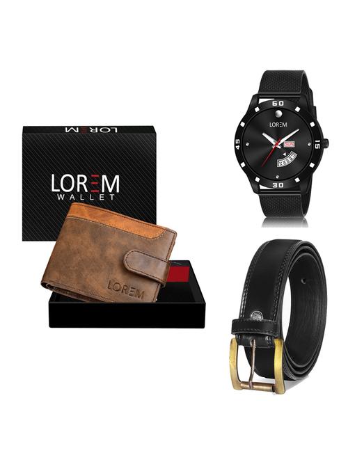belt, wallet & watch leatherette gift combo - 19236875 - Very Small Image - 1