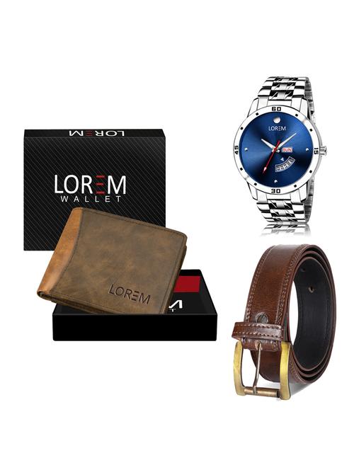 belt, wallet & watch leatherette gift combo - 19236881 - Very Small Image - 1