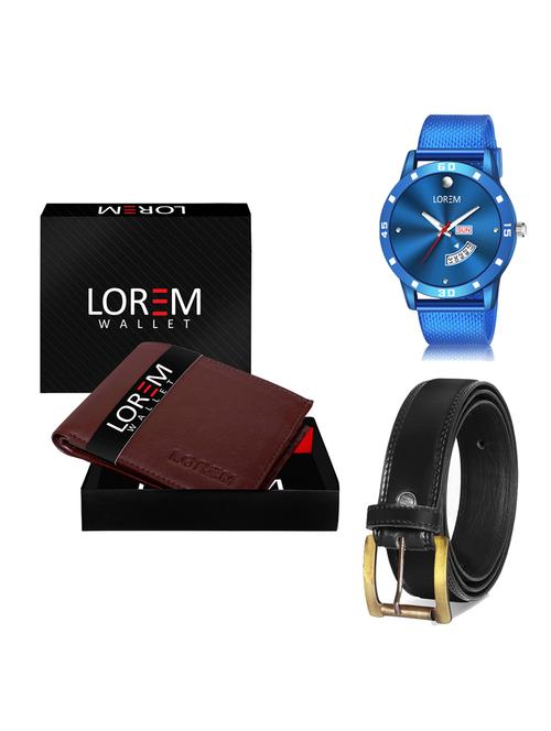 belt, wallet & watch leatherette gift combo - 19236894 - Very Small Image - 1