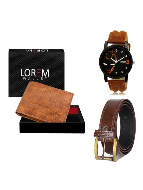 belt, wallet & watch leatherette gift combo - 19237159 - Very Small Image - 1