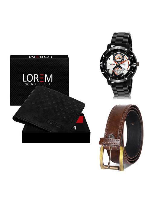belt, wallet & watch leatherette gift combo - 19237926 - Very Small Image - 1