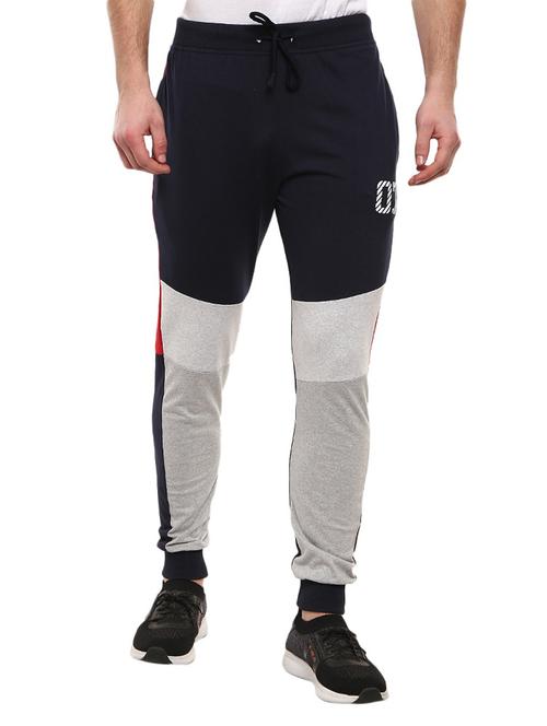 navy blue color block full length track pant - 19242675 - Very Small Image - 1